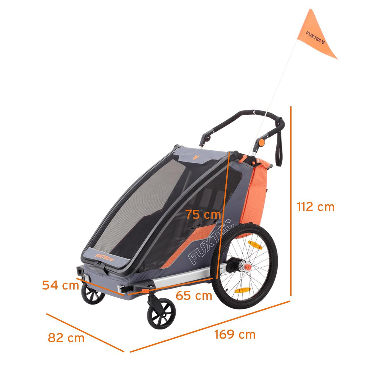 FUXTEC Fahrradanhänger/Jogger FX-FA1-SET-BLAU mit Jogger-Rad